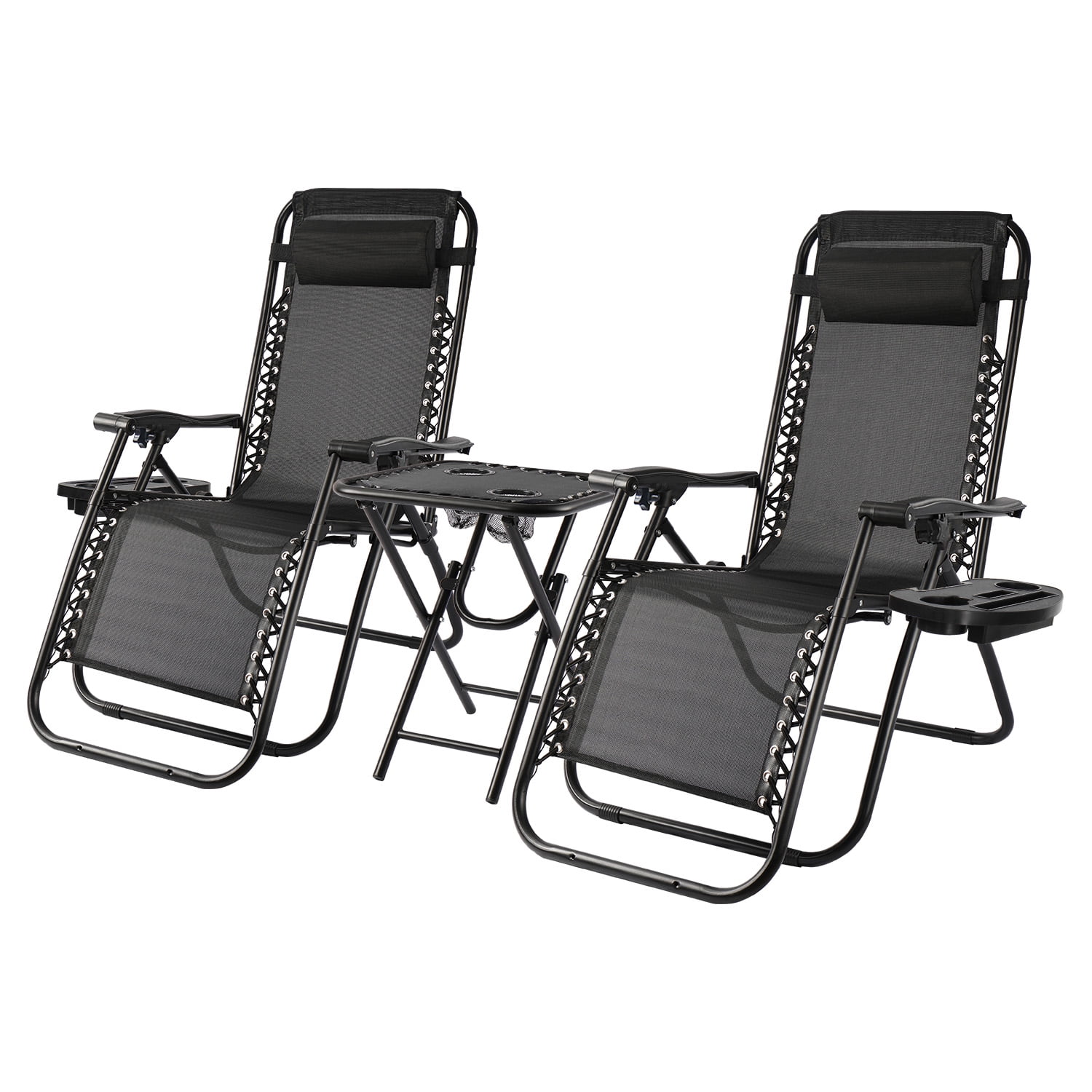 Devoko 3 Pcs Zero Gravity Chair Patio Folding Recliner Outdoor Chaise