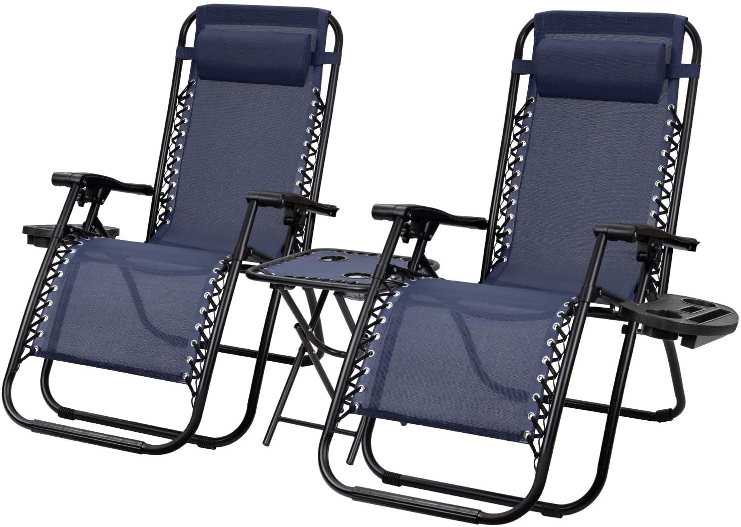 Devoko 3 Pcs Zero Gravity Chair Patio Folding Recliner Outdoor Chaise