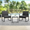 thumbnail image 1 of Devoko 3 Pieces Patio Conversation Set Cushioned PE Rattan Bistro Chairs with Table, Gray, 1 of 6