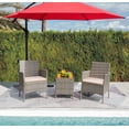 thumbnail image 1 of Devoko 3 Pieces Patio Furniture Set Outdoor Conversation Set Wicker Bistro Chairs Set of 2 with Coffee Table for Porch Backyard Balcony,, Gray/Beige, 1 of 6
