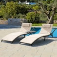 thumbnail image 1 of Devoko 3 Pieces Patio Outdoor Chaise Lounge Chair Clearance Outdoor Furniture Set PE Rattan Adjustable Folding Pool Lounge Chair , Beige, 1 of 7