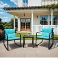 thumbnail image 1 of Devoko 3 Pieces Rocking Patio Furniture Sets Outdoor Rocking Chair PE Rattan Bistro Rocker Conversation Sets with Coffee Table for Garden,Blue, 1 of 7