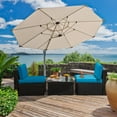 thumbnail image 1 of Devoko 3 Pieces Small Patio Conversation Polyester Outdoor Bistro Set with Steel Frame All Weather Cushions,Blue, 1 of 7