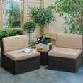 thumbnail image 1 of Devoko 3 Pieces Small Patio Conversation Set Outdoor Polyester Bistro Set with All Weather Cushions,Beige, 1 of 7