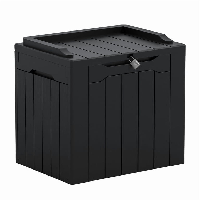 Devoko 32 Gallon Resin Outdoor Storage Box, Black, Lockable and