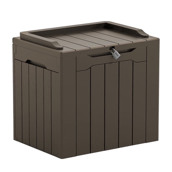 Devoko 32 Gallon Outdoor Resin Deck Box with Seat, Brown