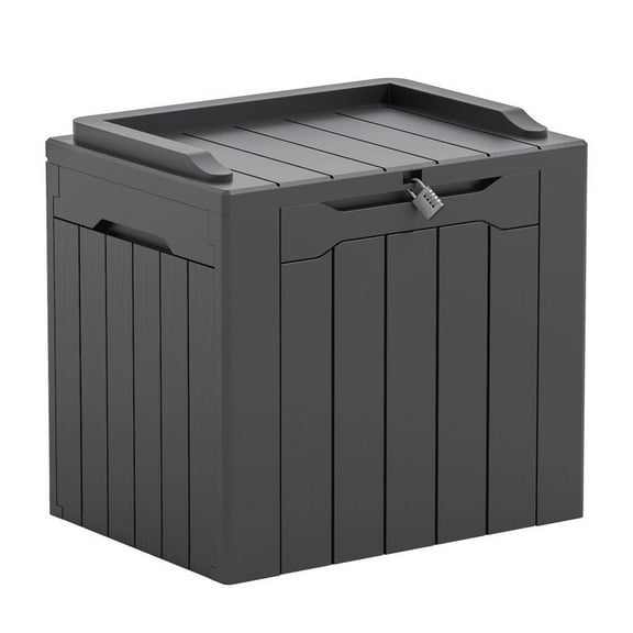 Devoko 32 Gallon Outdoor Resin Deck Box with Seat, Gray