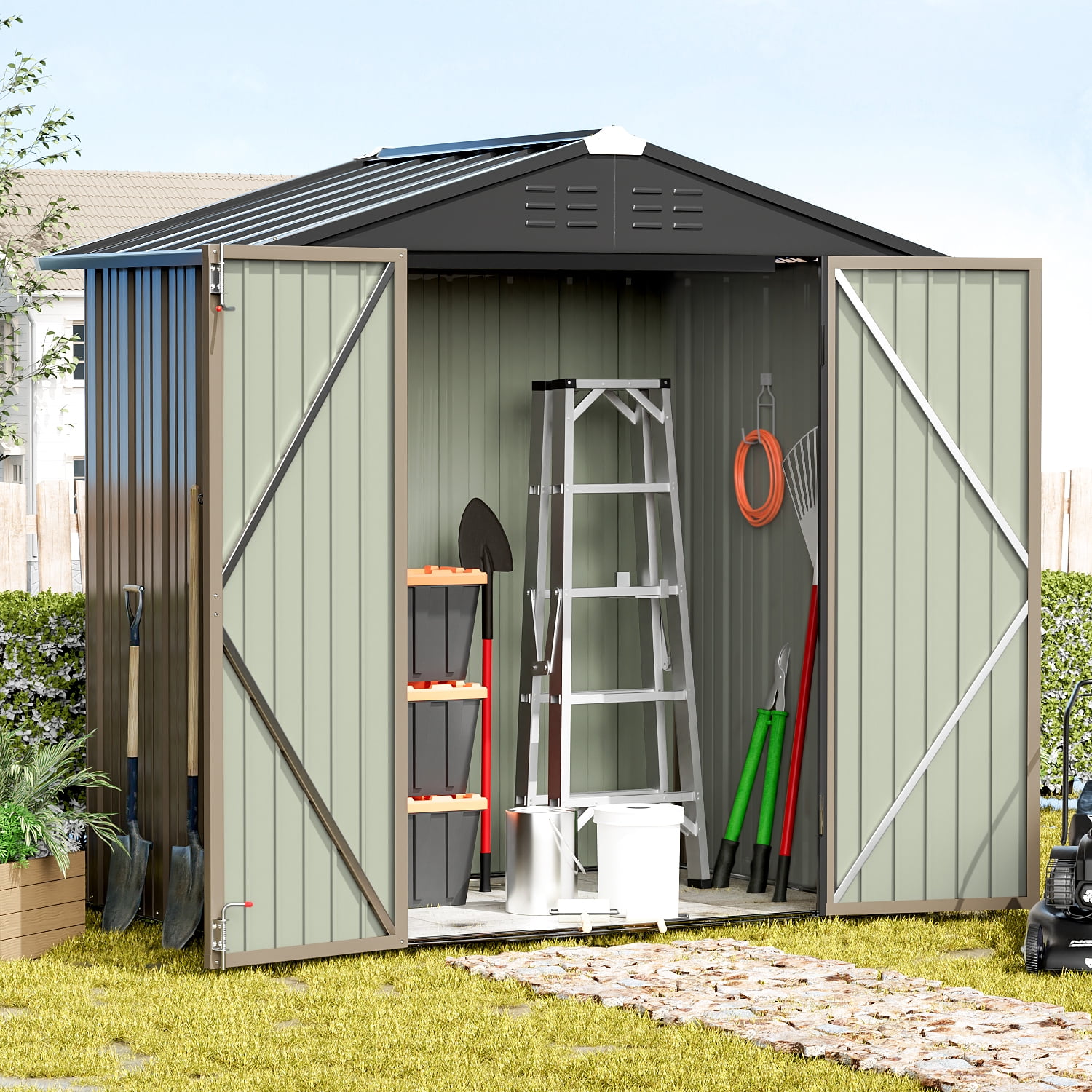 Devoko 4×6 ft. Patio Metal Shed - Thumbnail 2