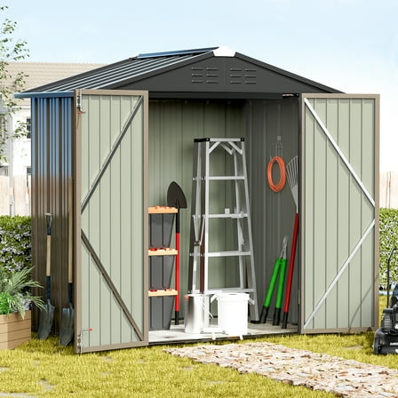 Devoko 4×6 ft.Patio Metal Shed, Lockable Garden Shed for Outdoor Backyard Patio Storage