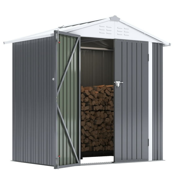Devoko 4×6 ft.Patio Metal Shed, Lockable Garden Shed for Outdoor Backyard Patio Storage