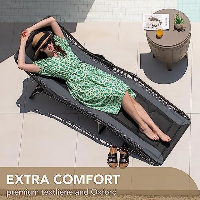 Devoko 4Fold Padded Portable Folding Outdoor Chaise Lounge Heavy Duty