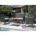 thumbnail image 1 of Devoko 4 Pieces Outdoor Patio Conversation Set PE Rattan Wicker Furniture Set, Black/Beige, 1 of 7