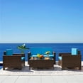 thumbnail image 1 of Devoko 4 Pieces Patio Conversation Set PE Rattan Wicker , Blue, 1 of 8