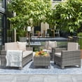 thumbnail image 1 of Devoko 4 Pieces Patio Conversation Set PE Rattan Wicker Furniture Sofa Set Outdoor Indoor Furniture Set, Gray, 1 of 8