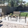 thumbnail image 1 of Vineego 4 Pieces Patio Furniture Outdoor furniture Outdoor Patio Furniture Set Textilene Bistro Set Modern Conversation Set Black Bistro Set with Loveseat Tea Table, Brown, 1 of 7