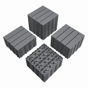 Devoko 44 Pack Interlocking Deck Tiles, 12x12 Inch Waterproof Plastic Patio Floor Tiles, Snap Lock Outdoor Flooring for Balcony Pool Garden, Gray
