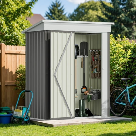 Devoko 5×3 ft.Patio Metal Shed, Lockable Garden Shed for Outdoor Backyard Patio Storage