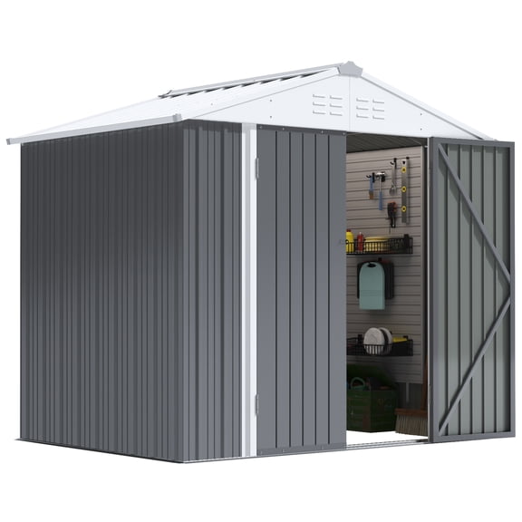 Devoko 6×8 ft.Patio Metal Shed, Lockable Garden Shed for Outdoor Backyard Patio Storage