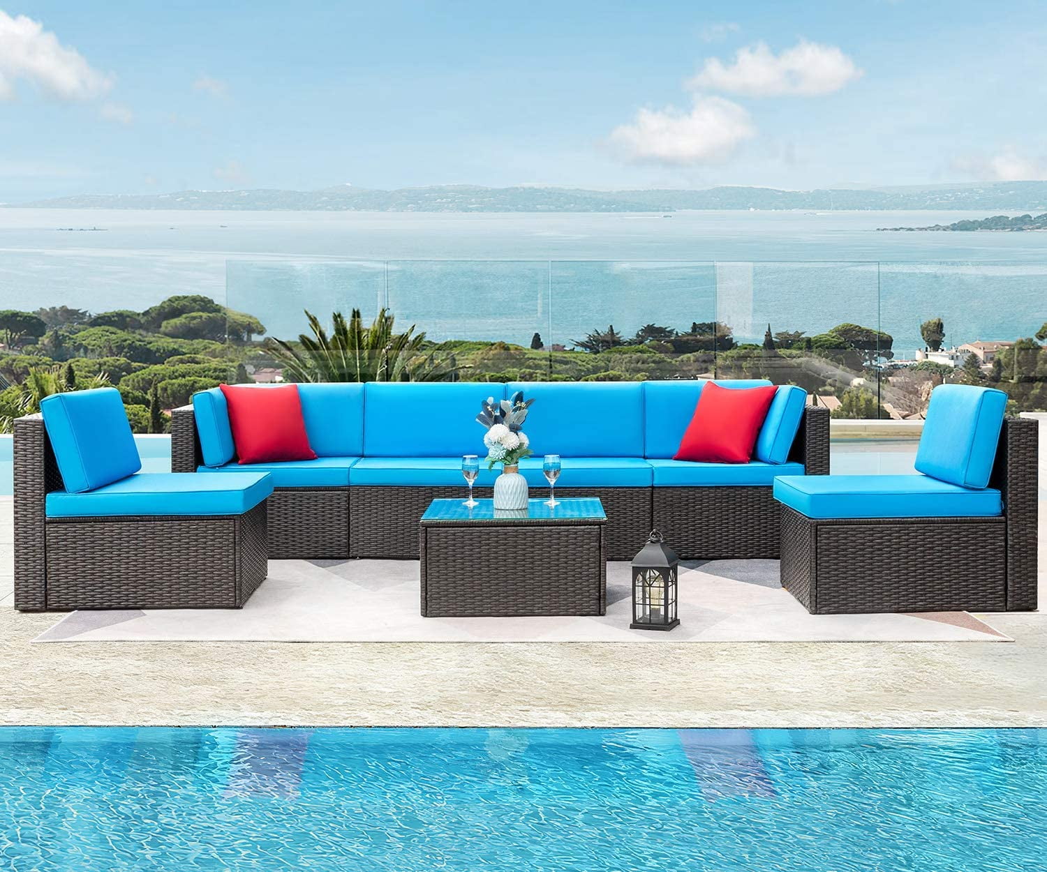 Devoko 7 Pieces Outdoor Sectional Sofa Patio Furniture Sets Manual