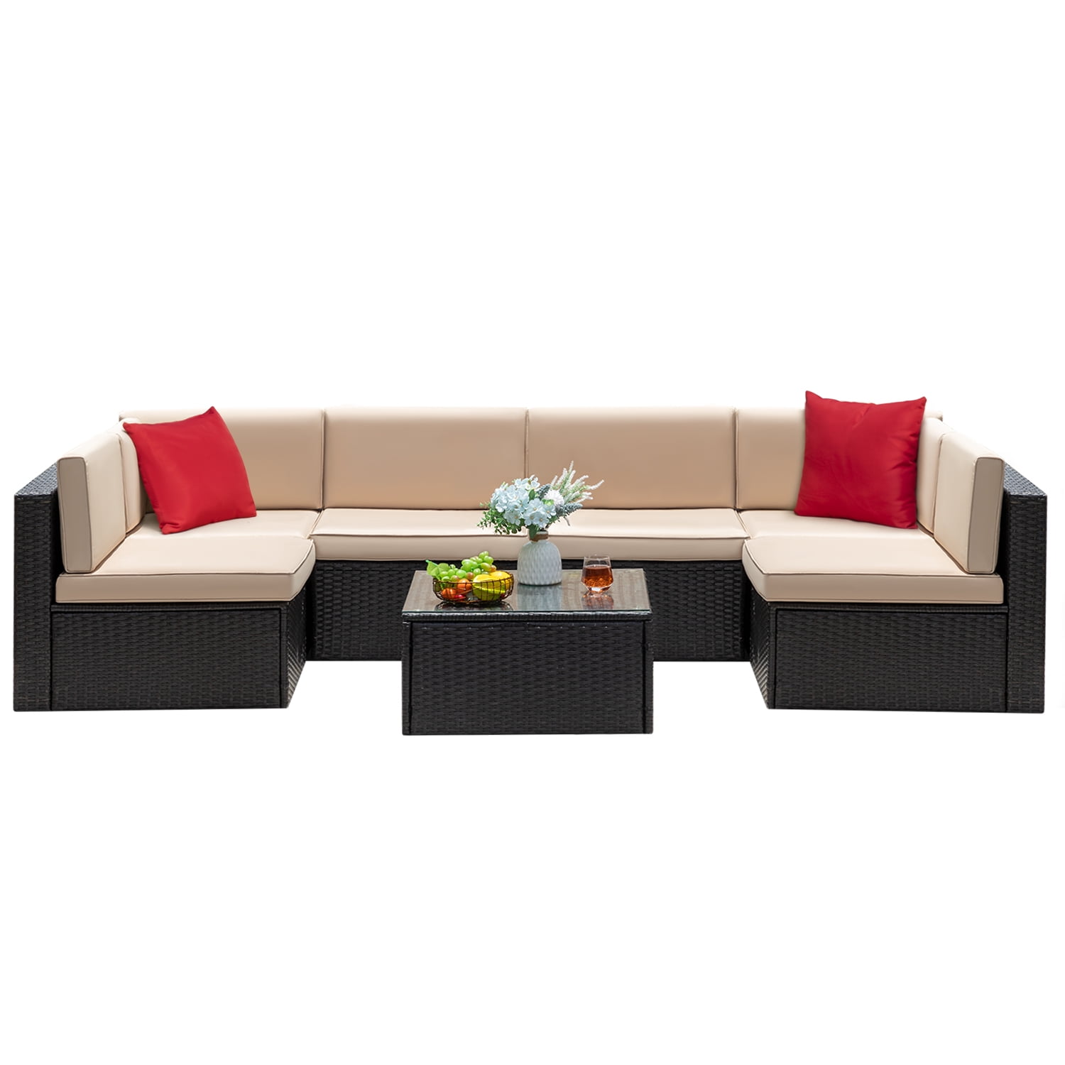 Devoko 7 Pieces Outdoor Sectional Sofa Patio Furniture Sets Manual