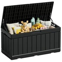 Devoko 82 Gallon Indoor Organizer Storage Box Resin Deck Box Extra Large Capacity Storage,Black