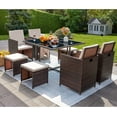 thumbnail image 1 of Devoko 9 Pieces Patio Furniture Dining Set Patio Wicker Rattan Chair Sets Outdoor Furniture Cushioned Tempered Glass with Ottoman, Beige, 1 of 13
