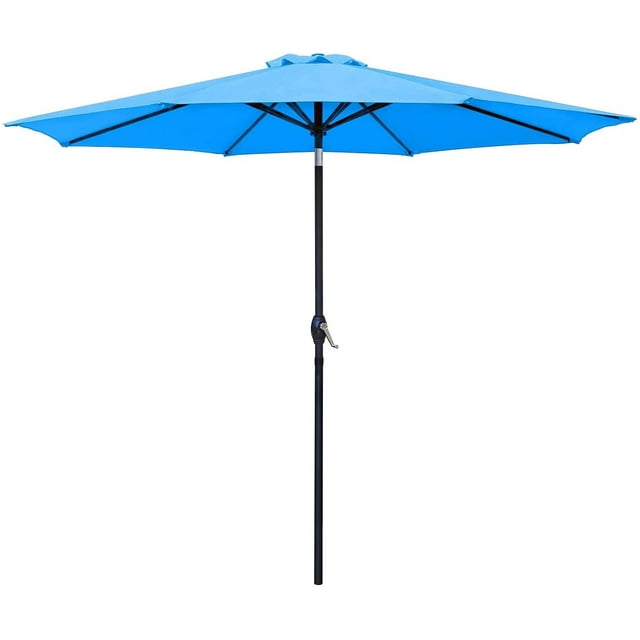 Devoko 9FT Patio Umbrella Outdoor Table Umbrella with 8 Sturdy Ribs, Blue