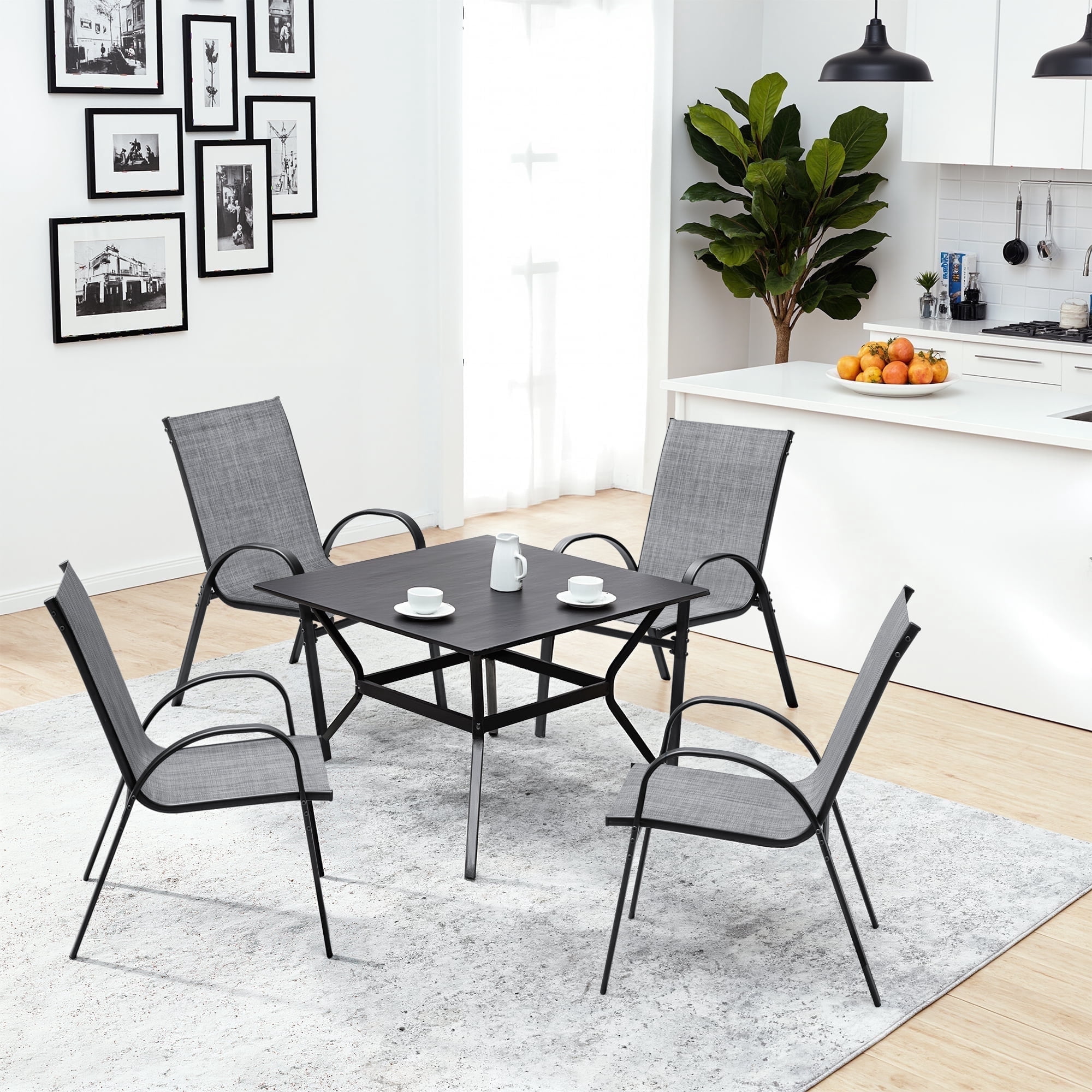 Vineego Dining Chairs Set of 4 Modern Kitchen Dinner Chairs with Metal Legs, Curved Armchairs Accent Chairs, Reading Chair, Bar Office Chair , Gray