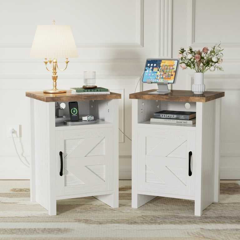 Rustic white nightstand set of 2 discount
