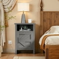 thumbnail image 1 of Devoko 1 Piece Farmhouse Nightstand with Storage Shelves Bedside Tables for Bedroom Modern Wood Side Table Living Room, Gray, 1 of 7