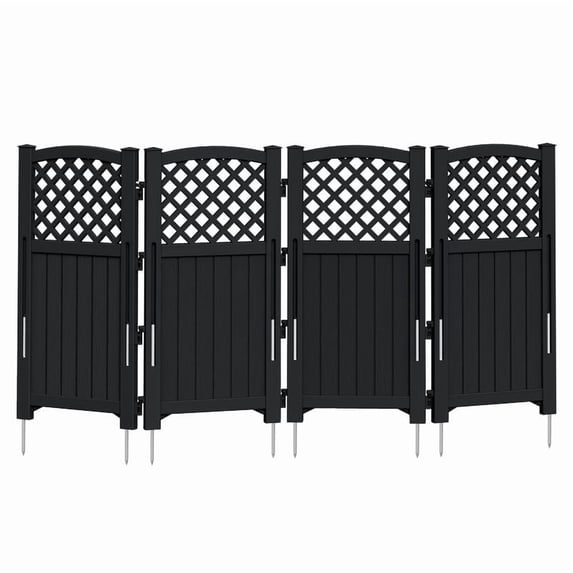 Devoko Fence Privacy Screen,4 Panels Outdoor Screen Enclosure for Patio & Yard, Resin Fence Panels Ideal for Hiding Air Conditioner and Trash Can, Black