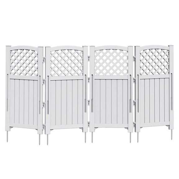 Vineego Fence Privacy Screen,4 Panels Outdoor Screen Enclosure for Patio & Yard, Resin Fence Panels Ideal for Hiding Air Conditioner and Trash Can, Gray