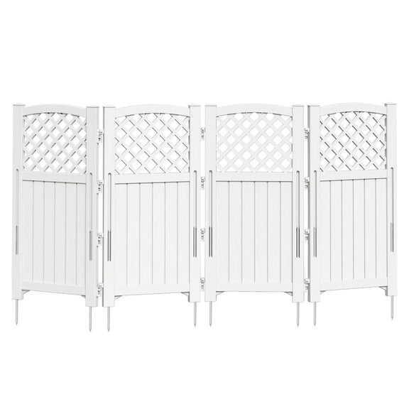 Devoko Fence Privacy Screen,4 Panels Outdoor Screen Enclosure for Patio & Yard, Resin Fence Panels Ideal for Hiding Air Conditioner and Trash Can, White