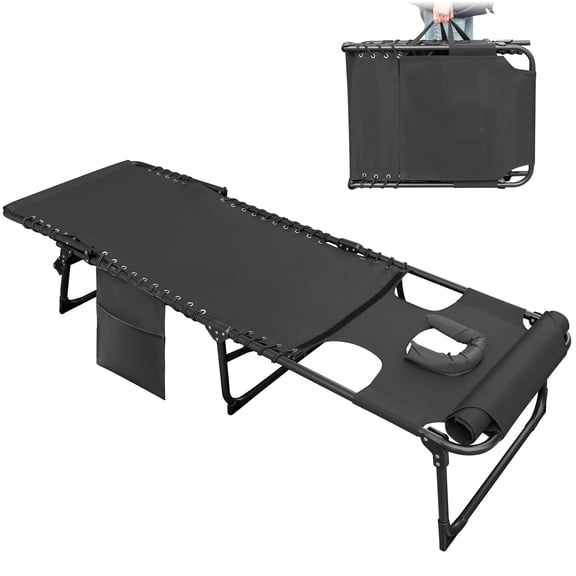 Vineego Foldable with Sauna, Lounge Coffee Chair 12 Inch High 5-Position Adjustable Patio Lounge Chair Beach Pool Coffee Chair,Black