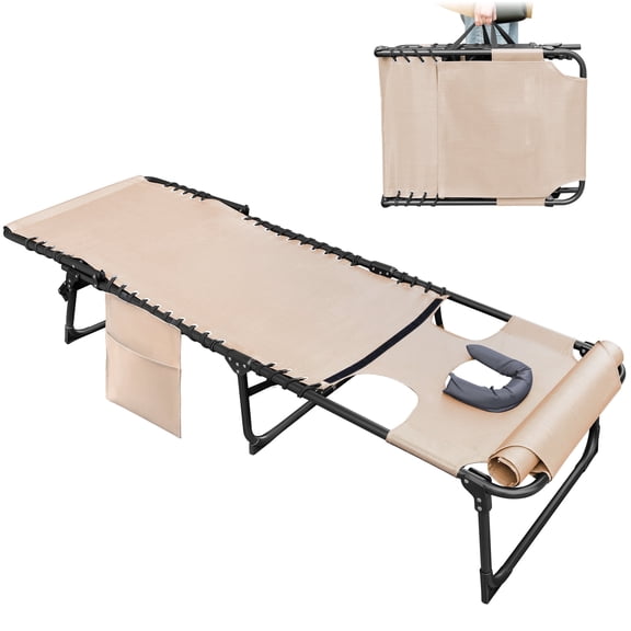 Vineego Foldable with Sauna, Lounge Coffee Chair 12 Inch High 5-Position Adjustable Patio Lounge Chair Beach Pool Coffee Chair,Biege