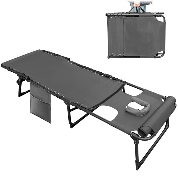 Devoko Foldable with Sauna, Lounge Coffee Chair 12 Inch High 5-Position Adjustable Patio Lounge Chair Beach Pool Coffee Chair,Gray