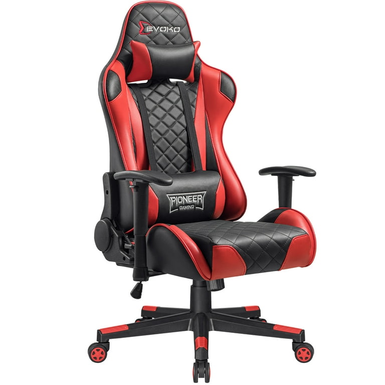 Minneer Real Gaming Racing Seat with Neck Pillow and Waist Pillow Ergonomic Computer Video Game Chair Red