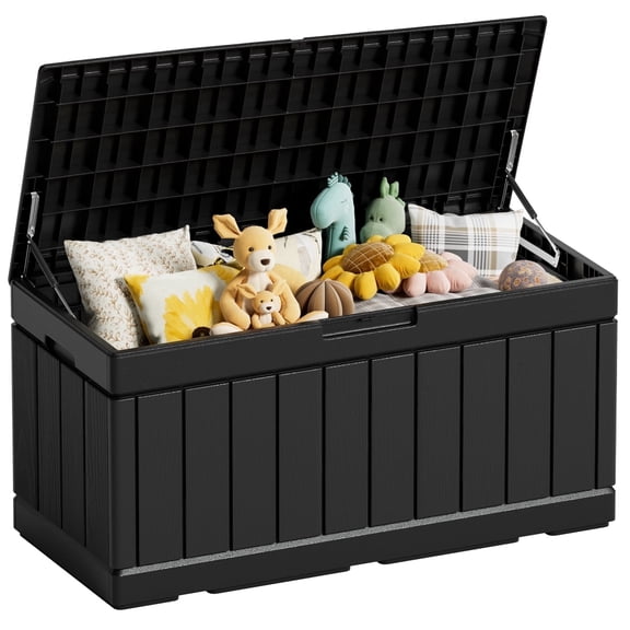 Devoko Indoor 82 Gallon Resin Deck Box, Black
