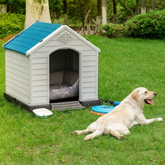 Devoko Large Plastic Dog House Indoor and Outdoor Waterproof and Moisture-Proof with Vents Warm, Blue