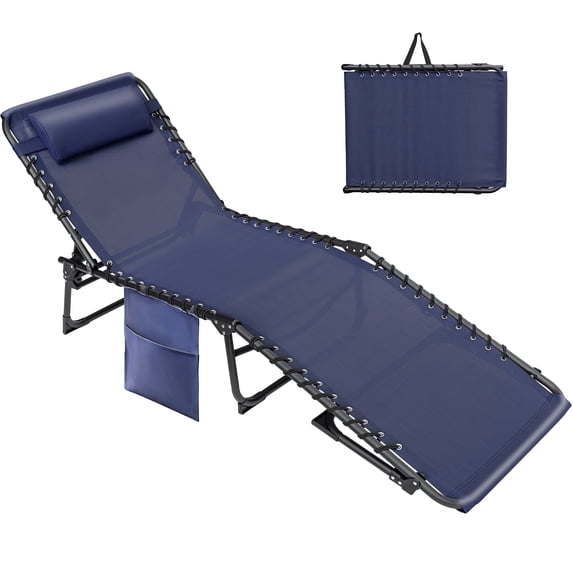 Vineego Metal Foldable and High 5 Position Adjustable Lounge Chaise, Blue