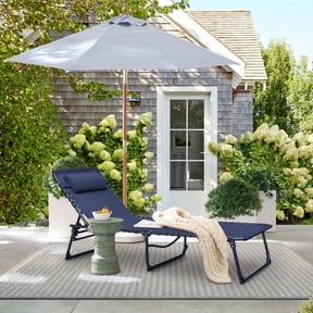 Vineego Metal Foldable and High 5 Position Adjustable Lounge Chaise, Blue