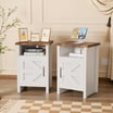 Canddidliike Night Stands for Bedrooms, White and Gold Light Wood Grain ...