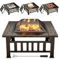 thumbnail image 1 of Devoko Outdoor 32" Square Metal Fire Pit with Cover and Poker, Brown, 1 of 7