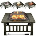 thumbnail image 1 of Devoko Outdoor 32" Square Metal Fire Pit with Cover and Poker, Gold, 1 of 7