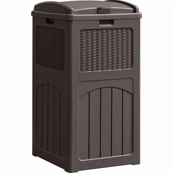 Devoko All-Weather use Trashbin with Lid, Patio Resin Hideaway Trash Can with Waterproof for Backyard, Dark brown