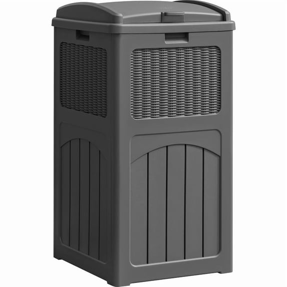 Devoko All-Weather use Trashbin with Lid, Patio Resin Hideaway Trash Can with Waterproof for Backyard, Gray