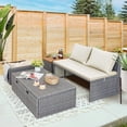 thumbnail image 1 of Devoko Outdoor Daybed Set Multifunctional Patio Day Bed Rattan Lounge Bed with 2 Side Tables for Backyard Porch Poolside Lawn Beach (Beige White), 1 of 7