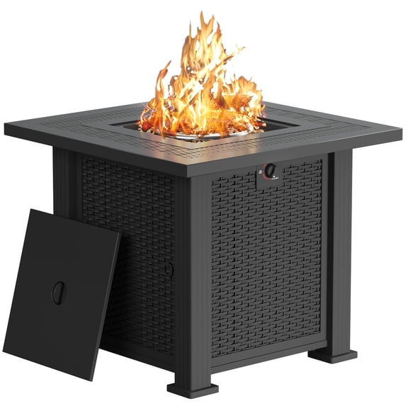 Devoko Outdoor Fire Pit 28" Square 50000 BTU Patio Propane Fire Pit Table with Lava Rocks
