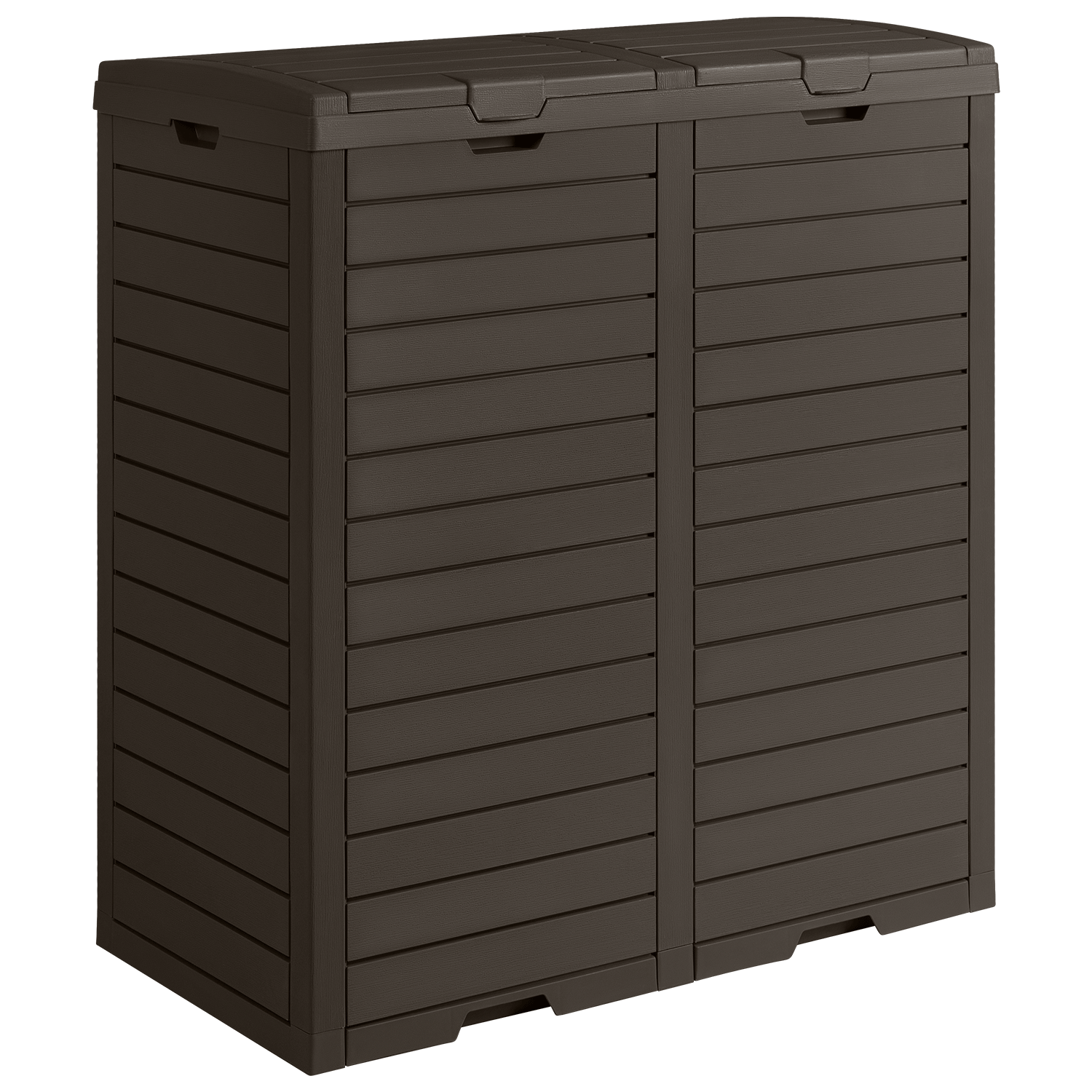 Devoko Outdoor Hideaway Resin Dual Trashcan 61 Gallon Patio Wastebin with Lid and Drip Tray, Use in Backyard, Deck or Kitchen, Taupe