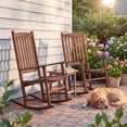 thumbnail image 1 of Devoko Outdoor Rocking Chair Set of 2, Solid Acacia Wood Patio Rocking Chairs with High Backrest, Porch Rocker for Patio Garden Balcony, Brown, 1 of 8